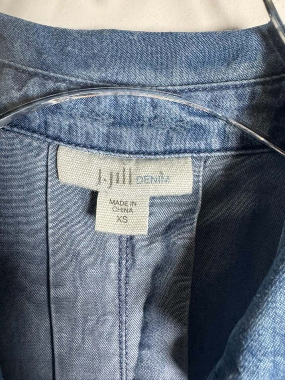 J. Jill Denim Tencel Lyocell Shirt Dress Blue Button Front Pockets Womens XS - Picture 4 of 7